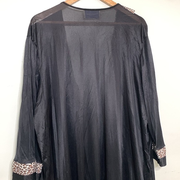 Vintage First Lady Lingerie Nylon Black Leopard Print 2Pc Night Gown Set 1X - Picture 5 of 7